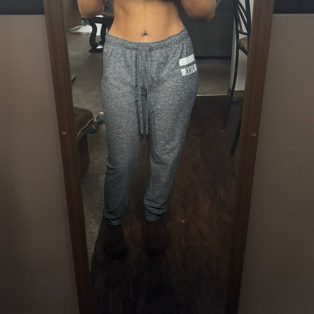 vs pink ultimate joggers – heather gray w/ teal waistband